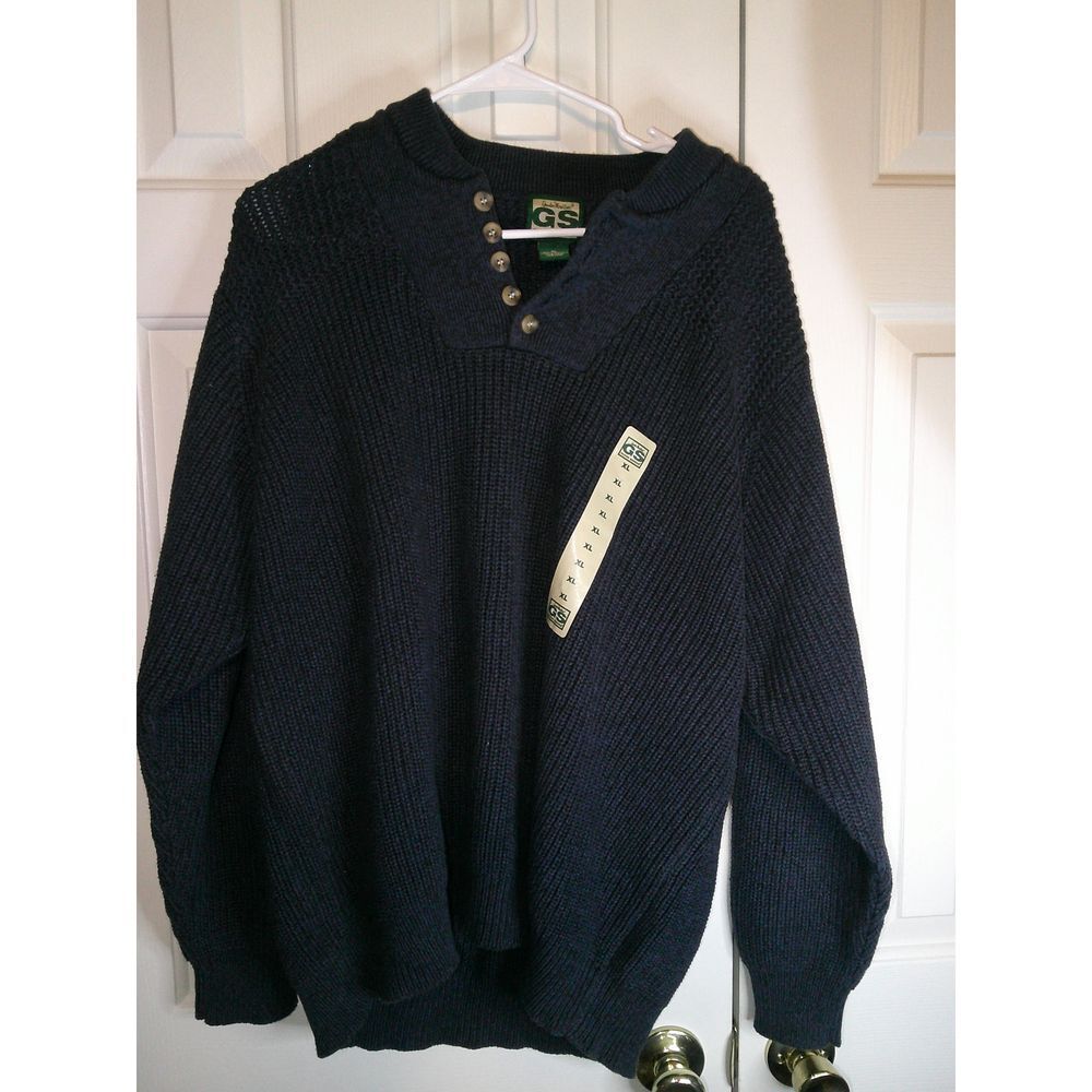 Guide Series GS Pullover Sweater Button Neck‎ Knit Ribbed Trim XL